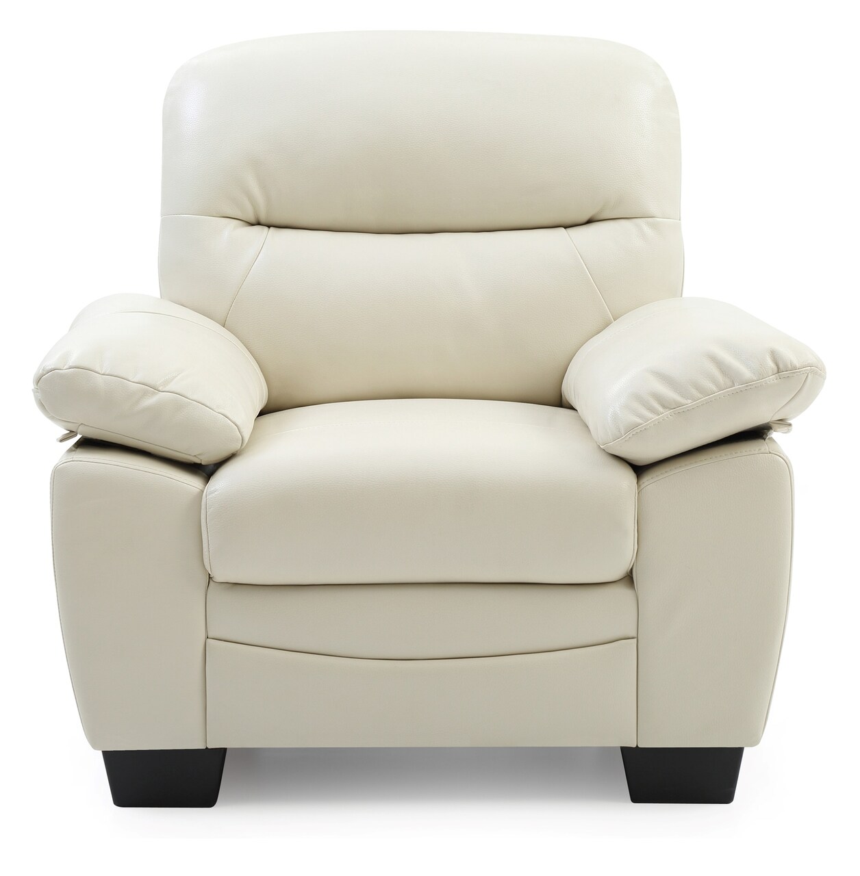 Contemporary Home Living Solid Faux Leather Upholstered Accent Chair - 39" - Beige